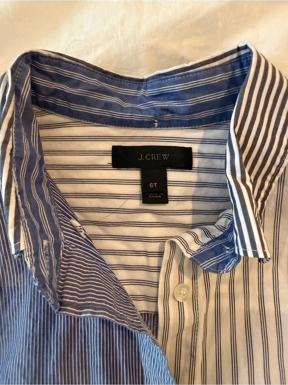 Womens J. Crew Mixed-Stripe Blue Button-Down Shirt